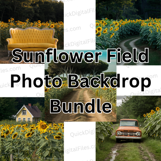 sunflower photo backdrop 5 pack photo bundle PNG & JPEG