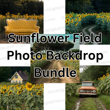 sunflower photo backdrop 5 pack photo bundle PNG & JPEG