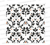 "Seamless boho leaf pattern in orange and black for continuous design."