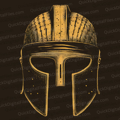 "Ancient Greek warrior helmet illustration for historical projects."