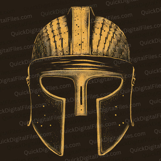 "Ancient Greek warrior helmet illustration for historical projects."