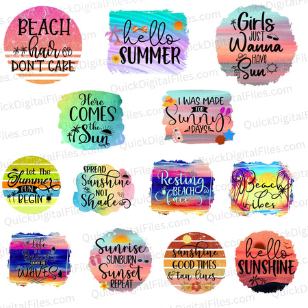 Summer vibes digital JPEG pack with 13 unique designs