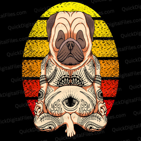 Vibrant Dog with Human Feet and Tattoos