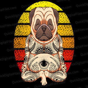 Vibrant Dog with Human Feet and Tattoos