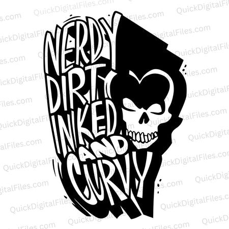 "Black and white skull typography SVG design"