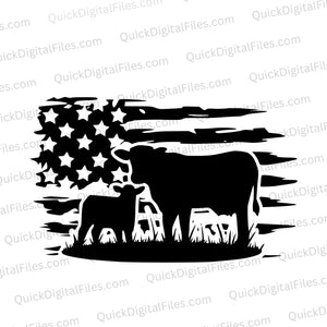 "Black and white American farm theme SVG vector for agricultural events."