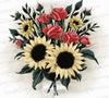 PNG image of sunflowers and roses bouquet artwork for home decor.