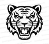 Fierce black and white tiger face SVG graphic for powerful designs.