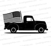 Vintage Black Truck with American Flag Silhouette