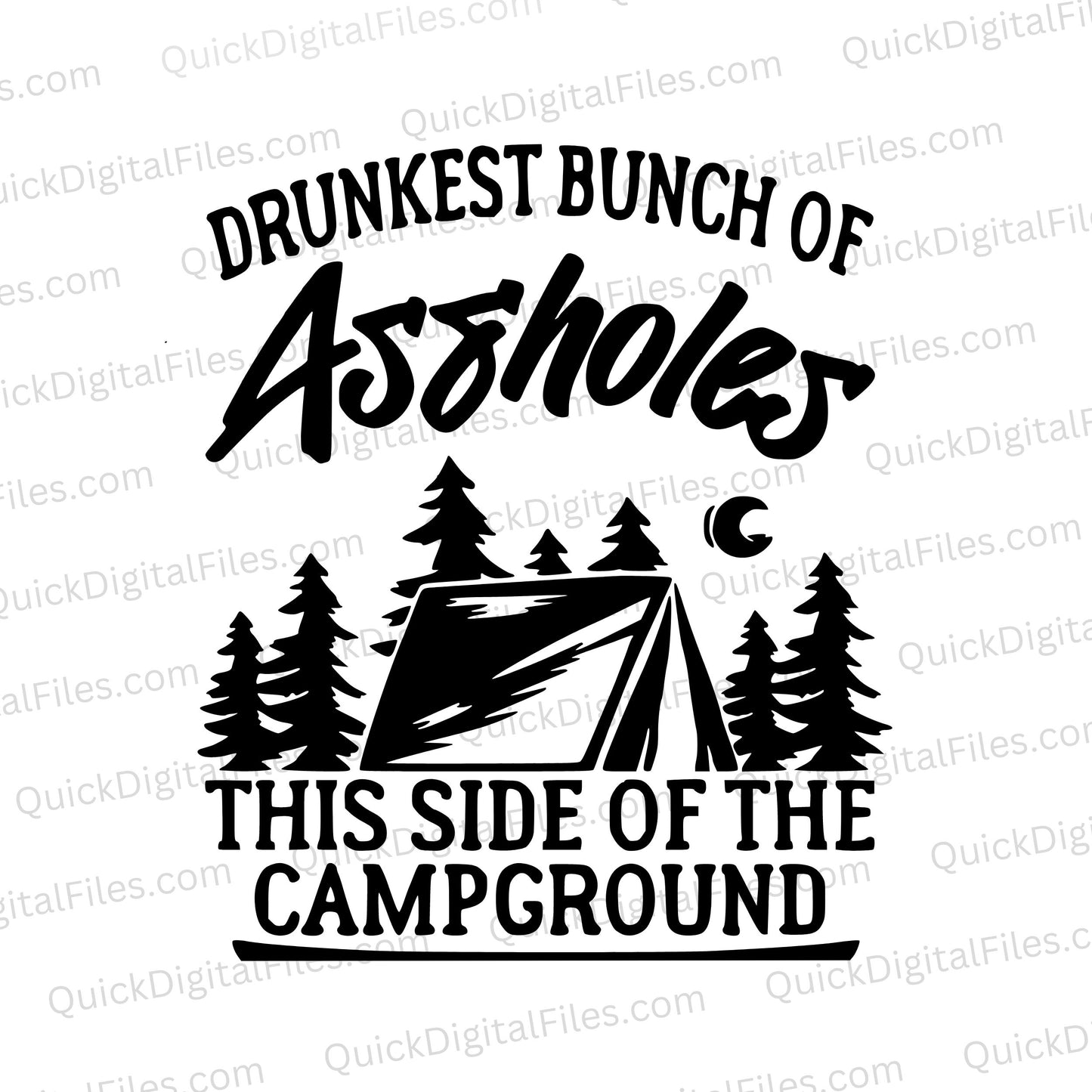 "Humorous camping scene with tent and text SVG design"