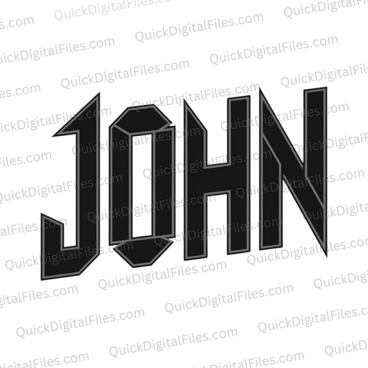 Cool black outline John text PNG for custom DIY projects