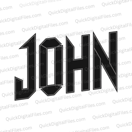 Cool black outline John text PNG for custom DIY projects