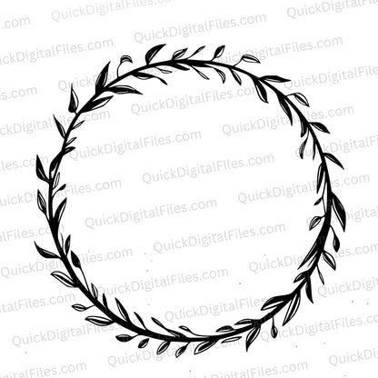 Wreath SVG with elegant circular leaf and branch frame
