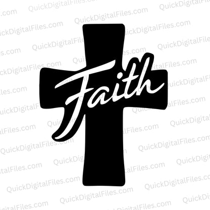"Faith Cross Graphic in Black and White SVG, PNG, JPEG, PDF"