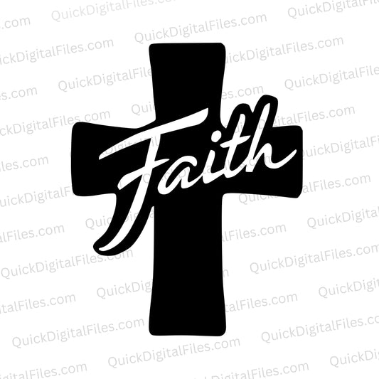 "Faith Cross Graphic in Black and White SVG, PNG, JPEG, PDF"