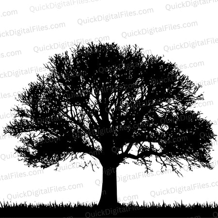 Simple Oak Tree Silhouette SVG