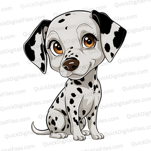 "Charming Chibi Dalmatian Anime Style Pop Art Illustration PNG, JPEG, PDF" fireman dog