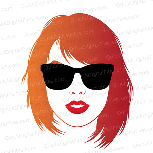 Taylor Swift PNG | Red & Orange Hair, Red Lips | Transparent Background

