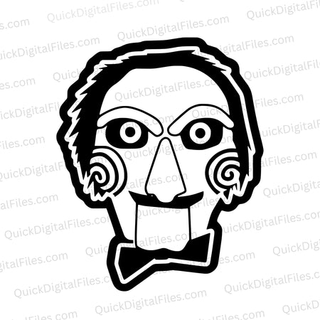 "Printable SVG of Billy the Clown from the Saw movie series"