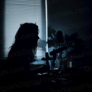 Eerie recording session artistic PNG download