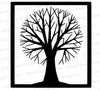 Leafless tree silhouette in square frame SVG graphic for DIY decor