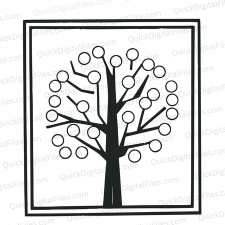 Bold black tree silhouette SVG with an abstract design and transparent background