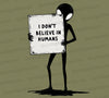 Funny alien holding a sign PNG
