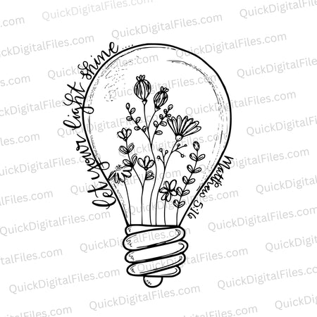 Motivational SVG file featuring light bulb and growing flower design.