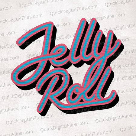 Jelly Roll inspired rock n roll text graphic in vibrant colors