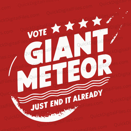 "VOTE GIANT METEOR Red Background SVG"