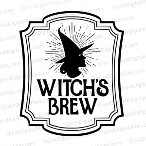 Black and white witch's brew sign for crafting