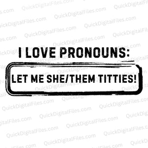 Pronoun-themed humor illustration bundle