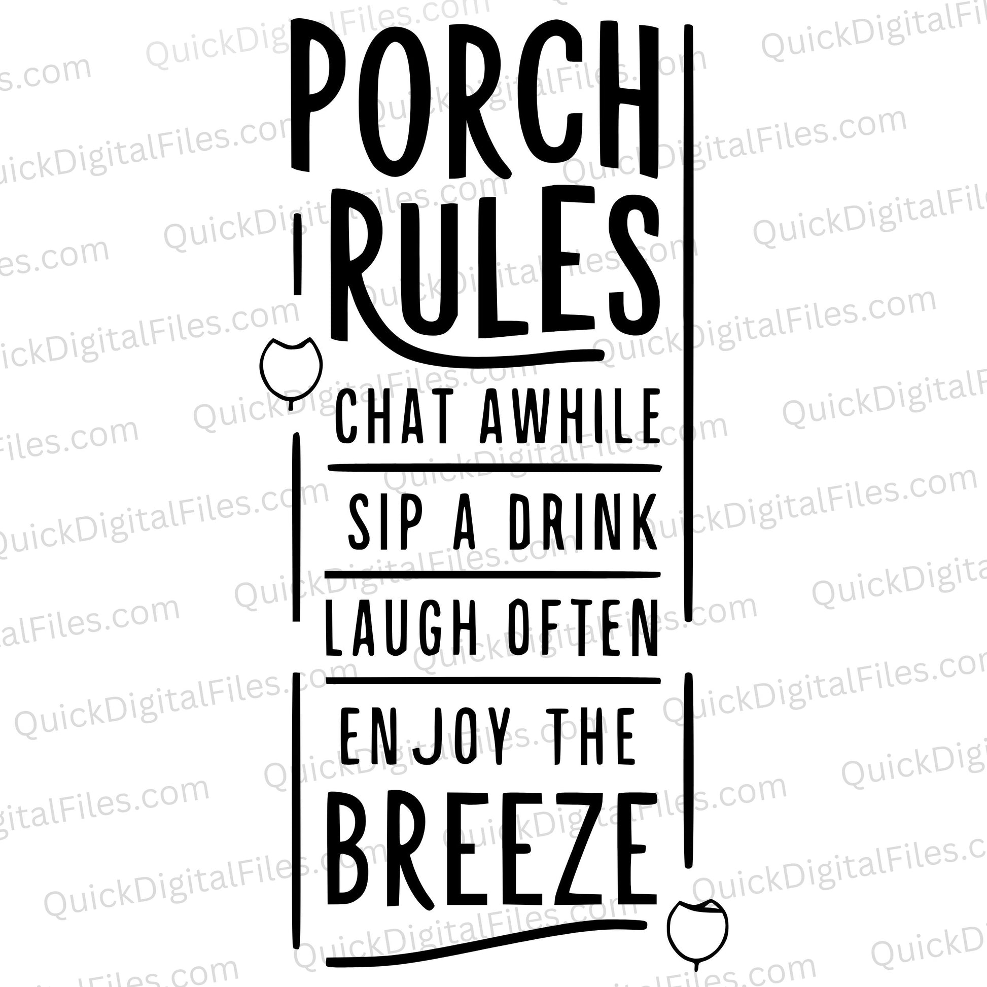 "Porch Rules SVG for crafting relaxing outdoor decor."