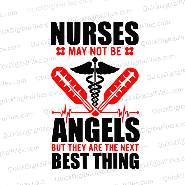 "Nurses tribute SVG design with red and black lettering."