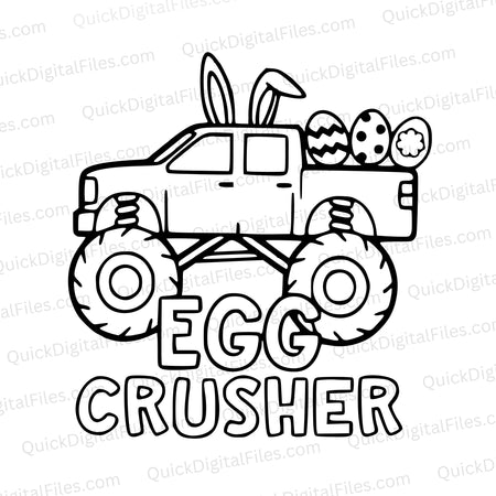 "Egg Crusher" monster truck with bunny ears Easter SVG