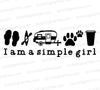 "I Am a Simple Girl" SVG graphic with symbols for an adventurous lifestyle.