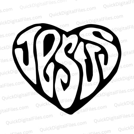 Faith-inspired black heart Jesus SVG graphic