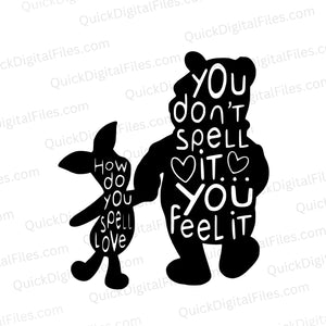 Winnie the Pooh and Piglet silhouette SVG saying about love