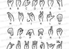 Sign language alphabet SVG chart with detailed hand illustrations
