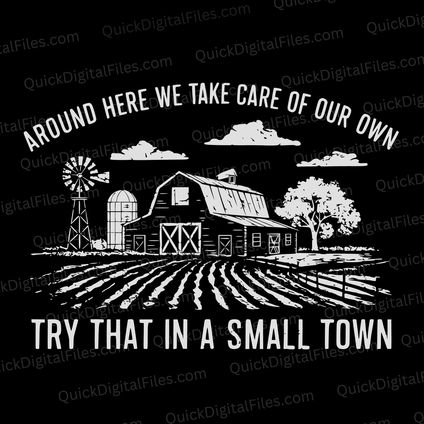 "Rustic Farm Scene with Inspirational Text SVG, PNG, JPEG"
