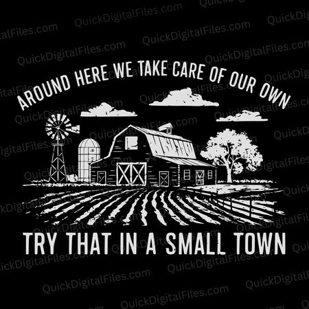 "Rustic Farm Scene with Inspirational Text SVG, PNG, JPEG"