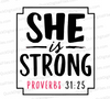 "She is Strong Proverbs 31:25 Inspirational SVG Graphic for Cricut and DIY"