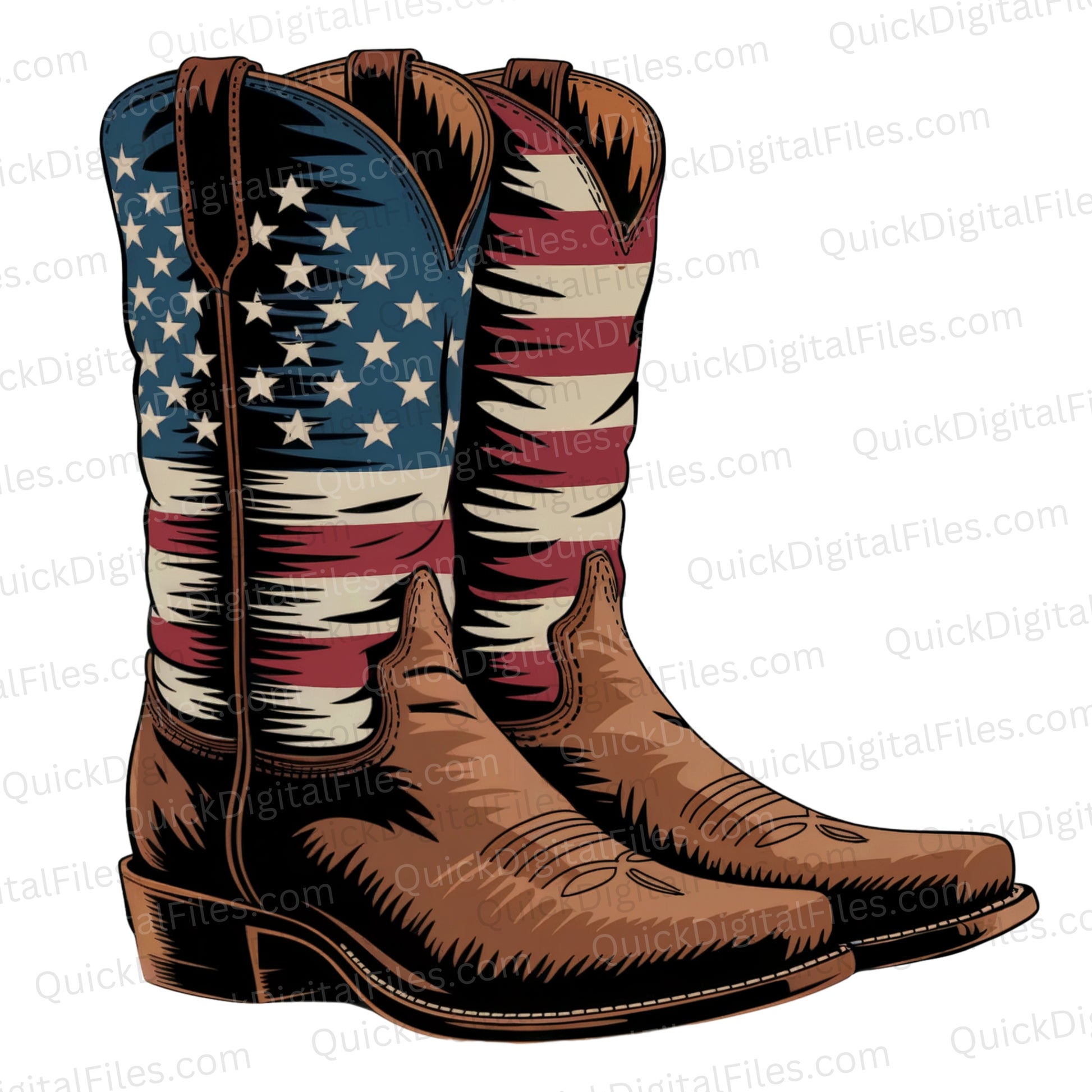 Cowboy Boots PNG – Patriotic Stars and Stripes Western Graphic