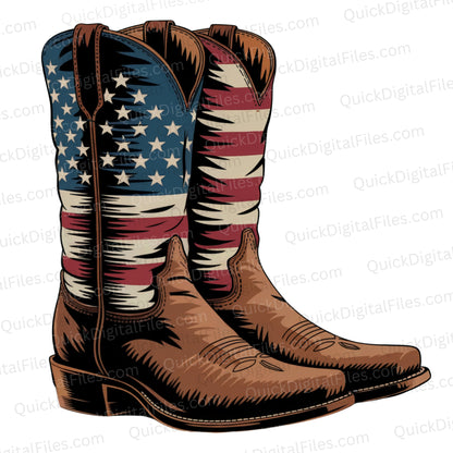 Cowboy Boots PNG – Patriotic Stars and Stripes Western Graphic