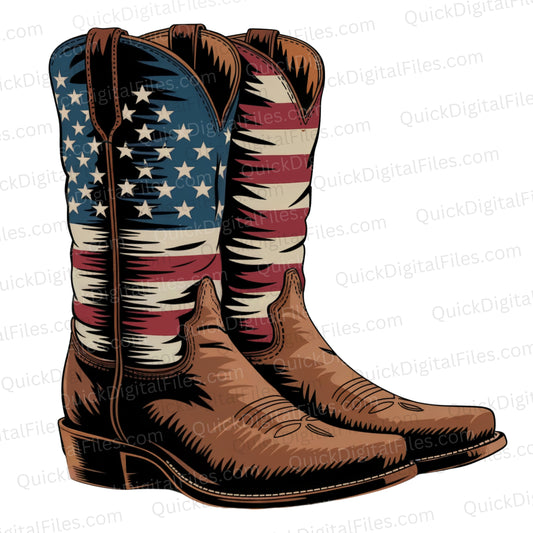 Cowboy Boots PNG – Patriotic Stars and Stripes Western Graphic