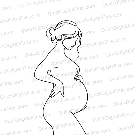 "Pregnant Mama Line Art Minimalist Drawing SVG, PNG, JPEG, PDF"