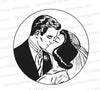 Vintage bride and groom kiss PNG
