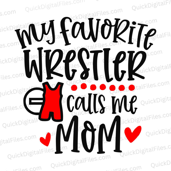 "Black and red wrestling mom SVG for team support and event decor."