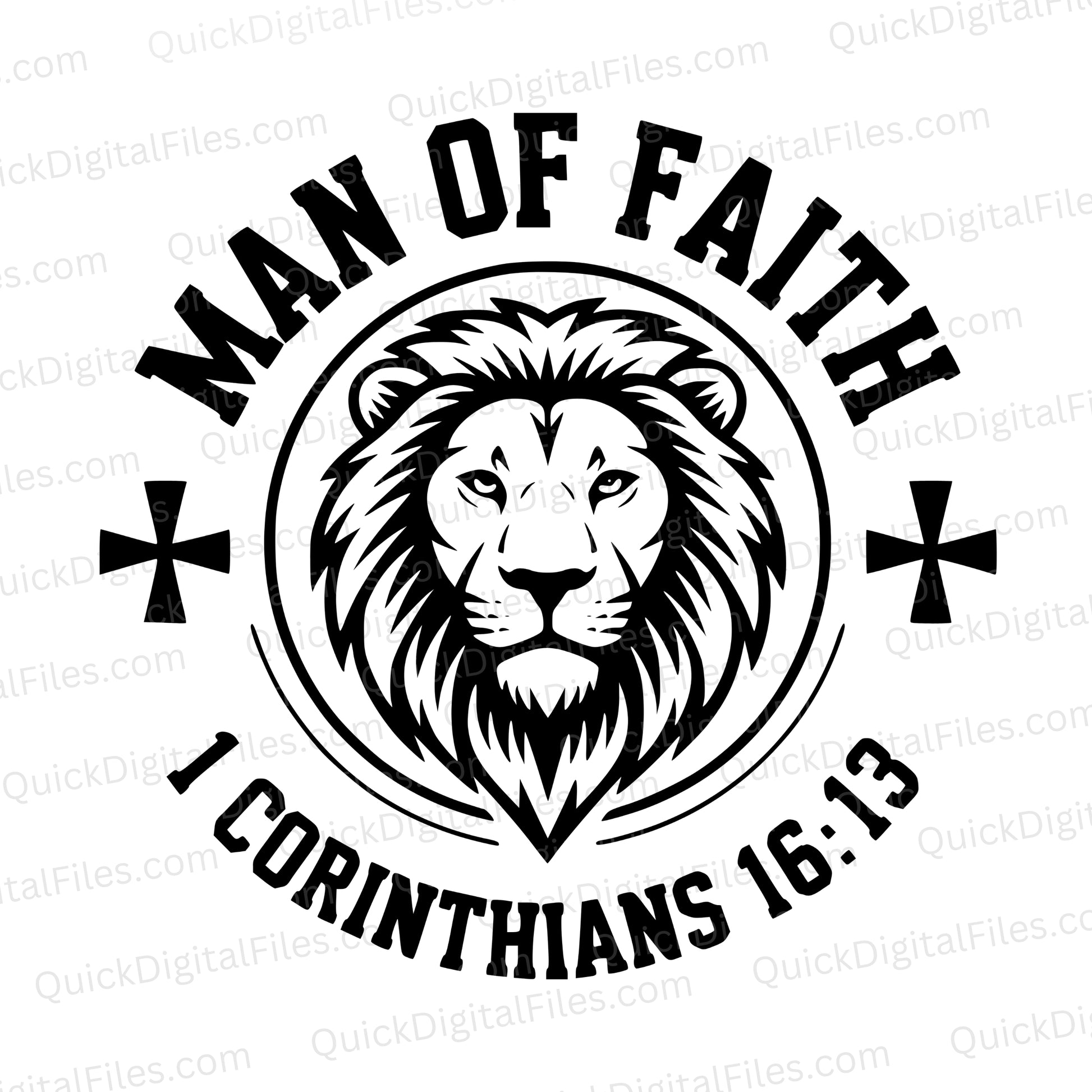 Man of Faith SVG | Christian Lion Head with Bible Verse Design