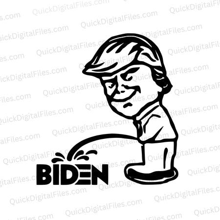 Political humor SVG with Trump peeing on Biden illustration.